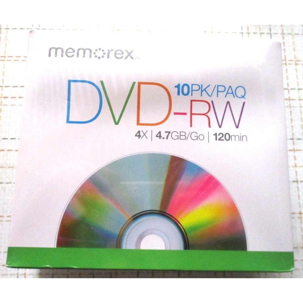 Memorex 10 PACK DVD-RW Discs in Jewel Cases 4.7GB 120 Min NEW SEALED